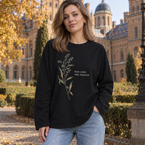 Лонгслів UKRAINE &laquo;Моя сила має коріння&raquo; &mdash; білий, XS AH-AW26-LS-UAW03 фото