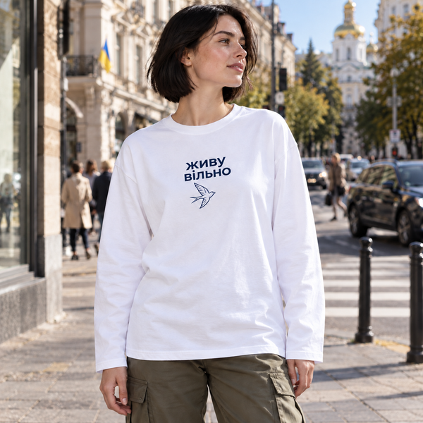 Лонгслів PATRIOT &laquo;Живу вільно&raquo; &mdash; білий, XS AH-AW26-LS-P18 фото